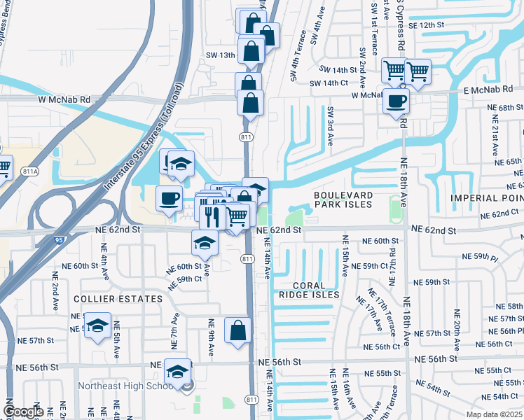 map of restaurants, bars, coffee shops, grocery stores, and more near in Fort Lauderdale