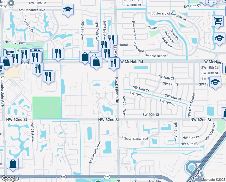 map of restaurants, bars, coffee shops, grocery stores, and more near 1858 Adventure Place in North Lauderdale