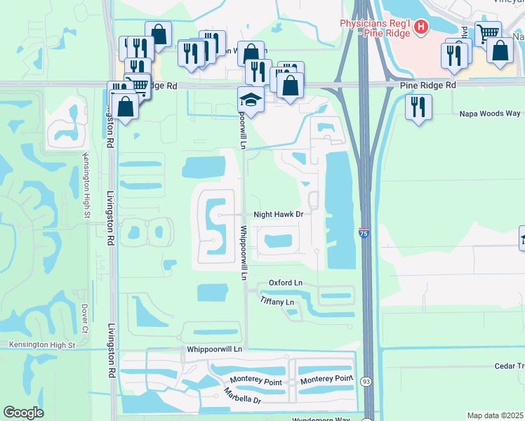 map of restaurants, bars, coffee shops, grocery stores, and more near 1247 Carpazi Court in Naples