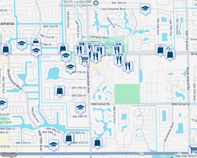 map of restaurants, bars, coffee shops, grocery stores, and more near 1840 Southwest 81st Avenue in North Lauderdale