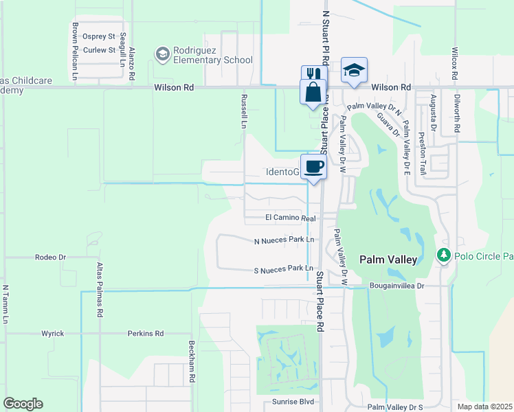 map of restaurants, bars, coffee shops, grocery stores, and more near 6321 Avalon Dr in Harlingen