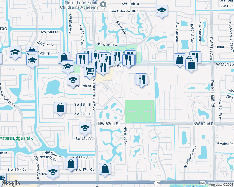 map of restaurants, bars, coffee shops, grocery stores, and more near 2311 Belmont Lane in North Lauderdale