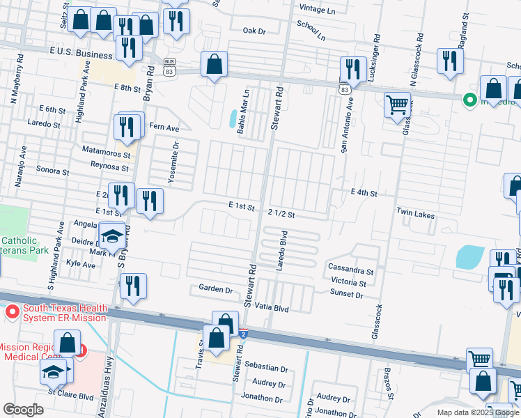 map of restaurants, bars, coffee shops, grocery stores, and more near 400 Gemini Street in Mission