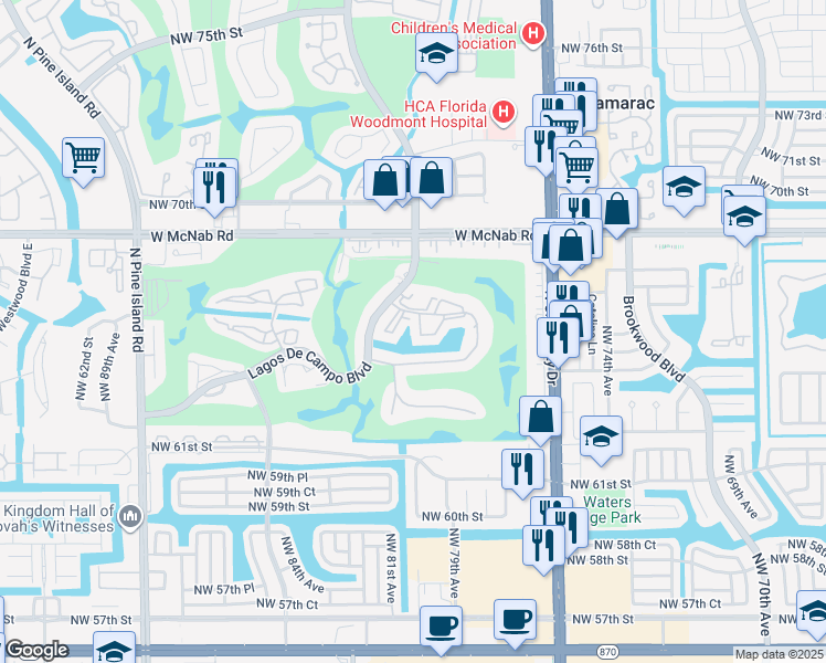map of restaurants, bars, coffee shops, grocery stores, and more near 10777 W Sample Rd in Tamarac
