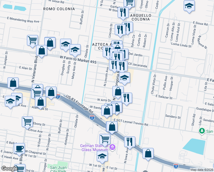 map of restaurants, bars, coffee shops, grocery stores, and more near 114 West Salazar Street in San Juan