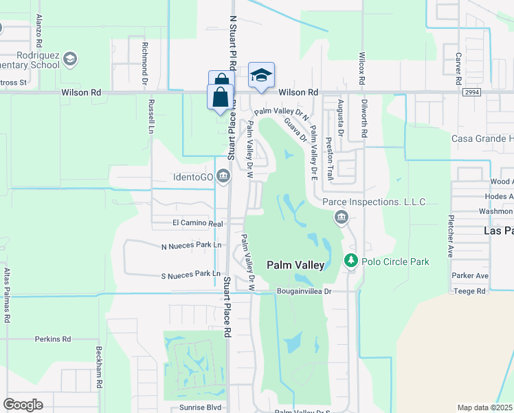 map of restaurants, bars, coffee shops, grocery stores, and more near 43 Los Amigos Drive in Harlingen