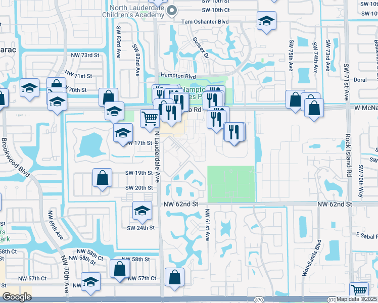 map of restaurants, bars, coffee shops, grocery stores, and more near 2311 Belmont Lane in North Lauderdale