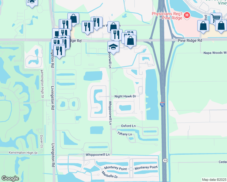map of restaurants, bars, coffee shops, grocery stores, and more near 1247 Carpazi Court in Naples