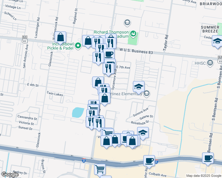 map of restaurants, bars, coffee shops, grocery stores, and more near 411 Sycamore Avenue in Mission