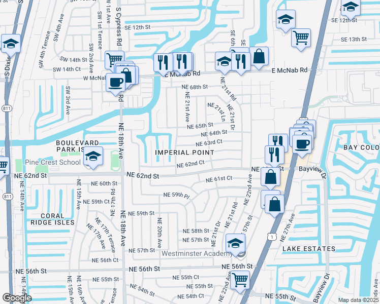 map of restaurants, bars, coffee shops, grocery stores, and more near in Fort Lauderdale