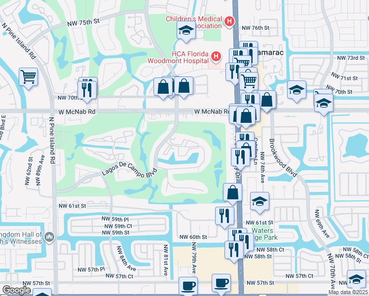 map of restaurants, bars, coffee shops, grocery stores, and more near 10777 W Sample Rd in Tamarac