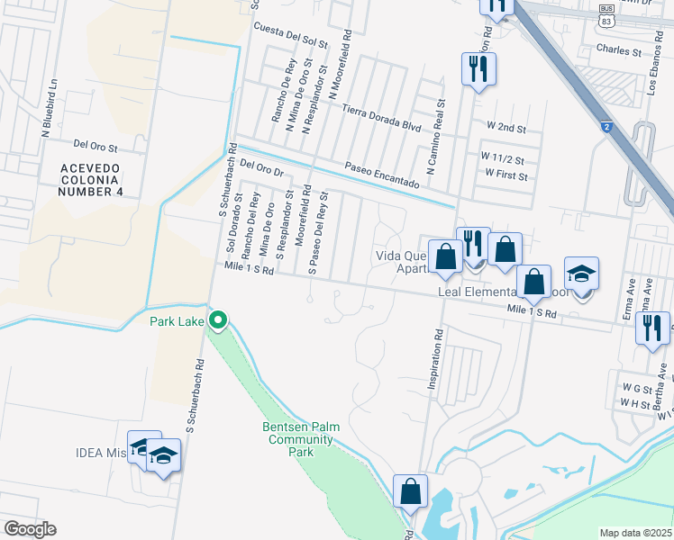 map of restaurants, bars, coffee shops, grocery stores, and more near 612 South Castillos Y Diamantes in Mission