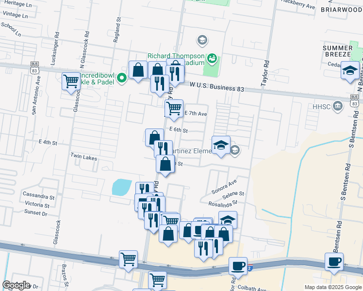 map of restaurants, bars, coffee shops, grocery stores, and more near 2426 East 5 Tr in Mission