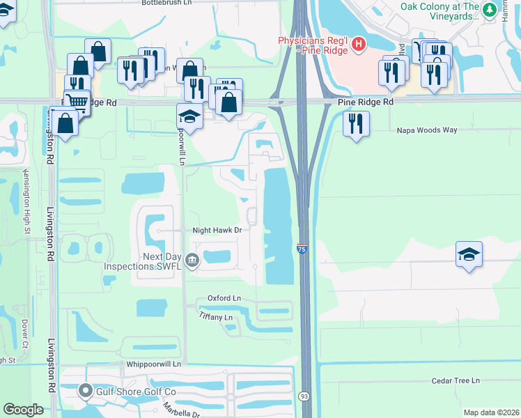 map of restaurants, bars, coffee shops, grocery stores, and more near 1292 Verde Drive in Naples