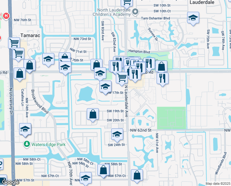 map of restaurants, bars, coffee shops, grocery stores, and more near 8146 Southwest 17th Court in North Lauderdale