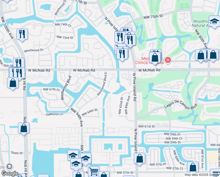 map of restaurants, bars, coffee shops, grocery stores, and more near 9101 Lime Bay Boulevard in Tamarac