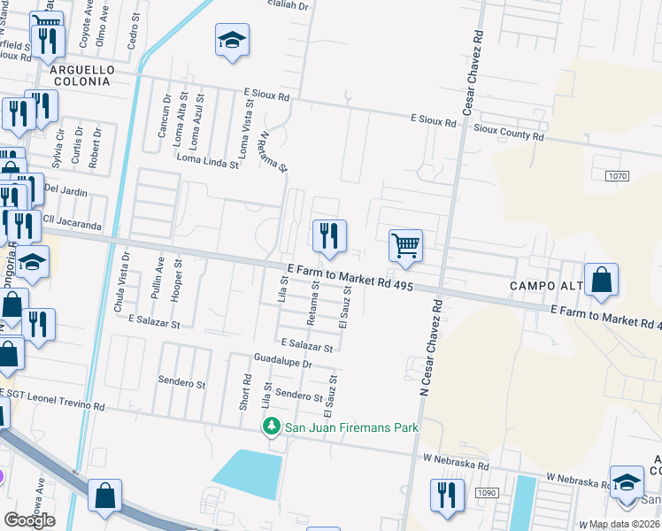 map of restaurants, bars, coffee shops, grocery stores, and more near 1008 Citriana Street in San Juan