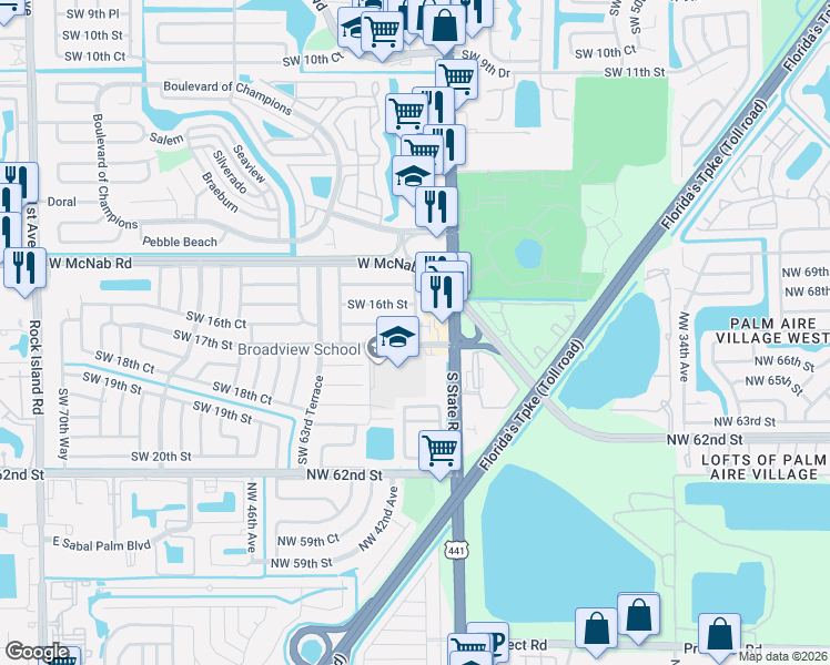 map of restaurants, bars, coffee shops, grocery stores, and more near 1687 Florida 7 in North Lauderdale