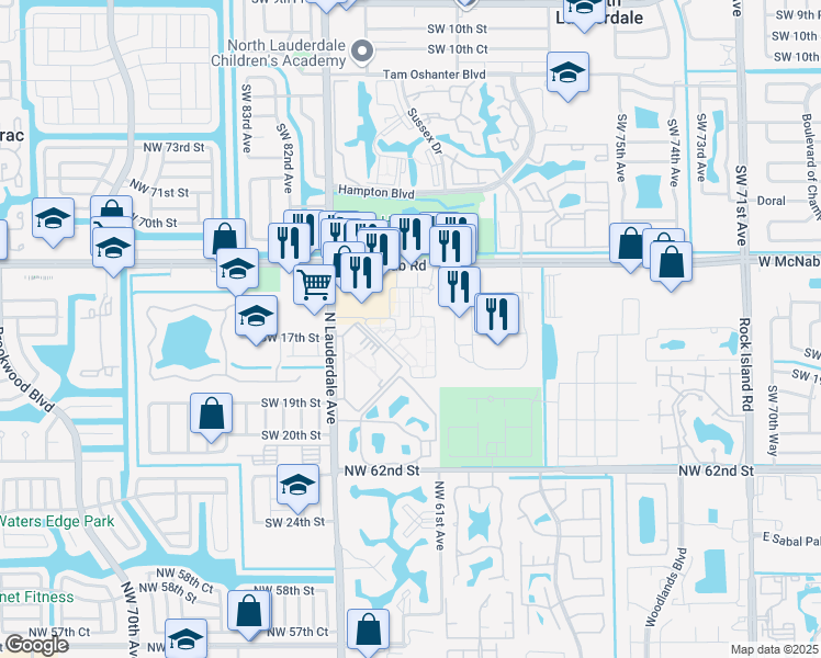 map of restaurants, bars, coffee shops, grocery stores, and more near 2309 Belmont Lane in North Lauderdale