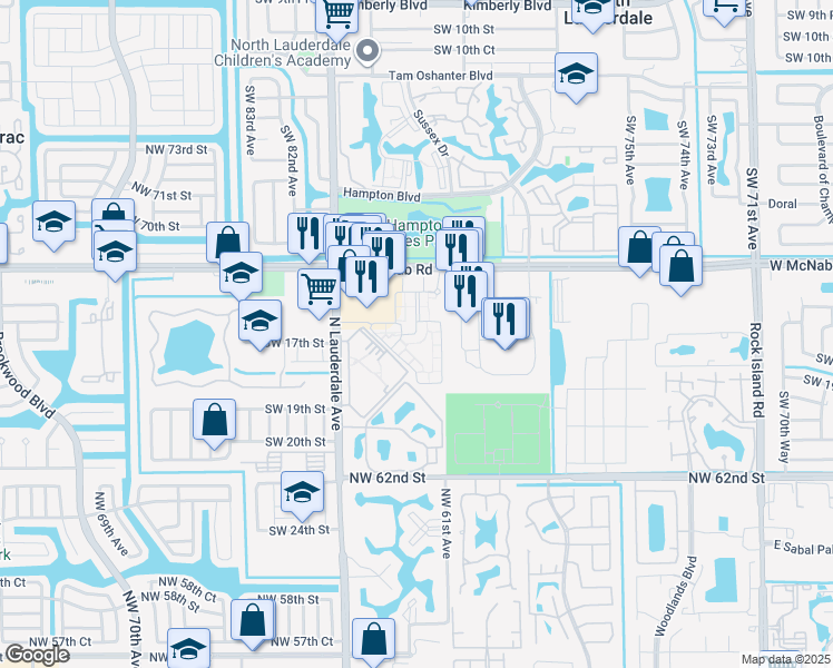 map of restaurants, bars, coffee shops, grocery stores, and more near 2208 Belmont Lane in North Lauderdale