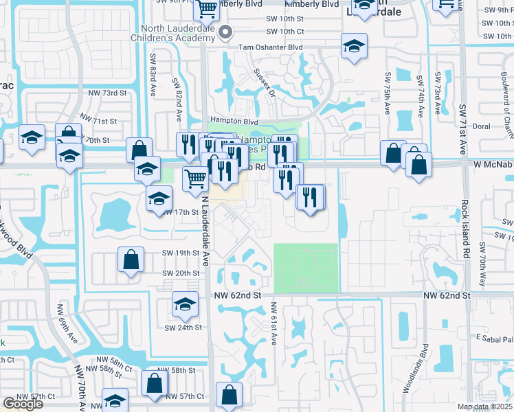 map of restaurants, bars, coffee shops, grocery stores, and more near 2309 Belmont Lane in North Lauderdale