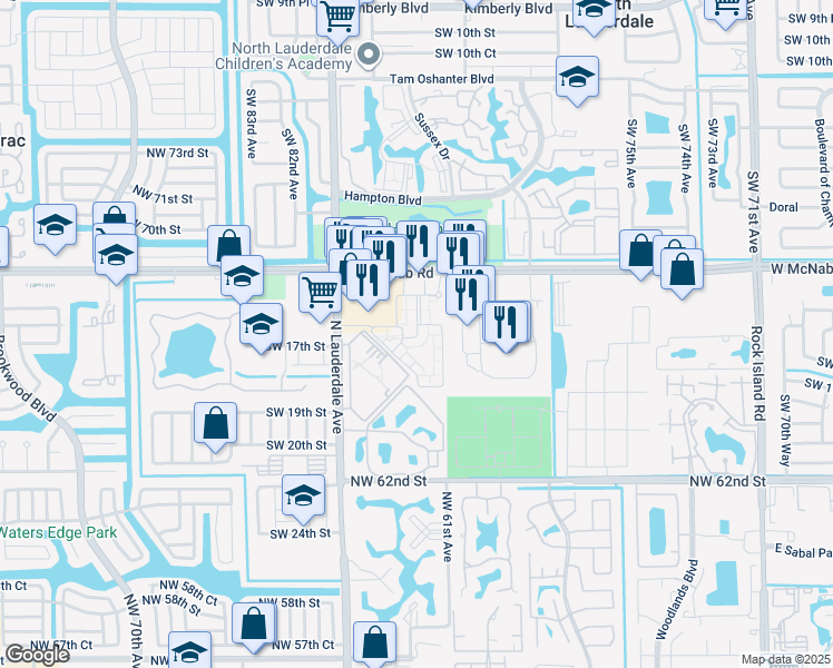 map of restaurants, bars, coffee shops, grocery stores, and more near 1609 Belmont Lane in North Lauderdale