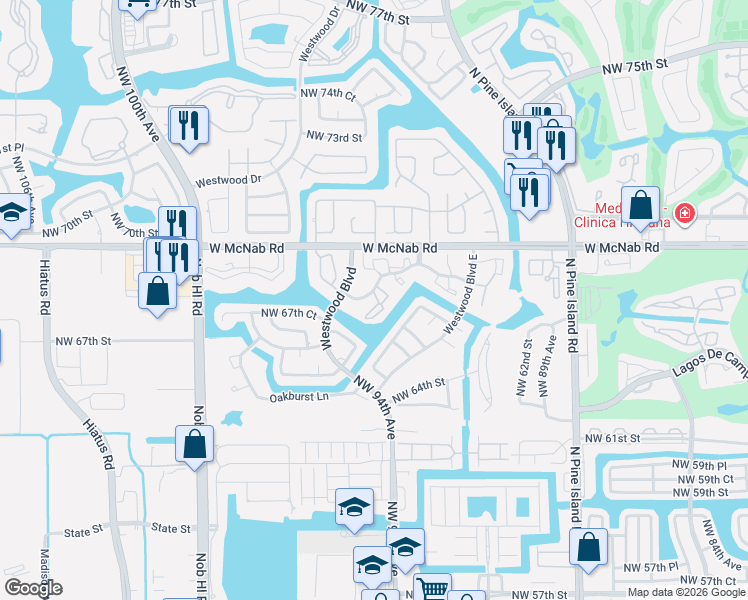 map of restaurants, bars, coffee shops, grocery stores, and more near 9330 Lime Bay Boulevard in Tamarac