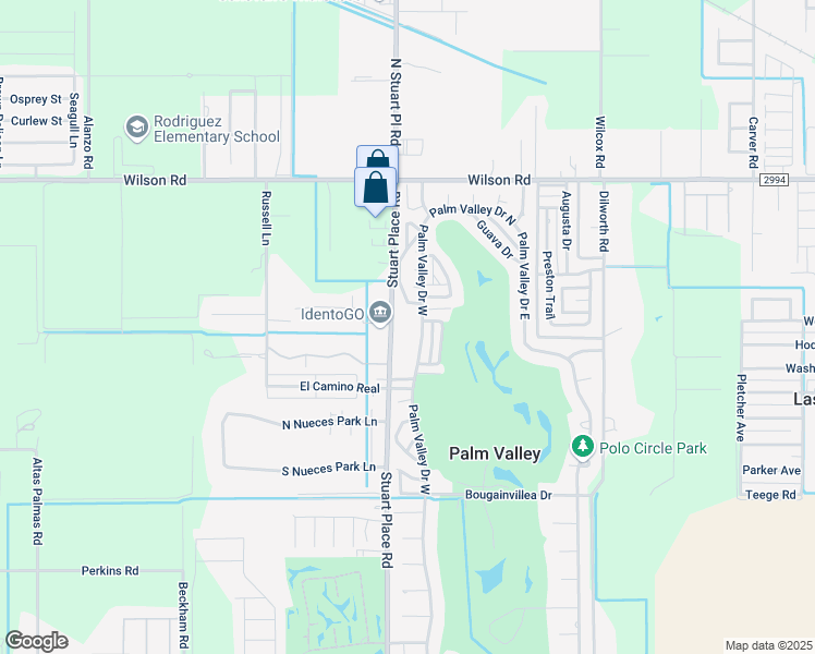 map of restaurants, bars, coffee shops, grocery stores, and more near 3 Palm Valley Drive West in Palm Valley