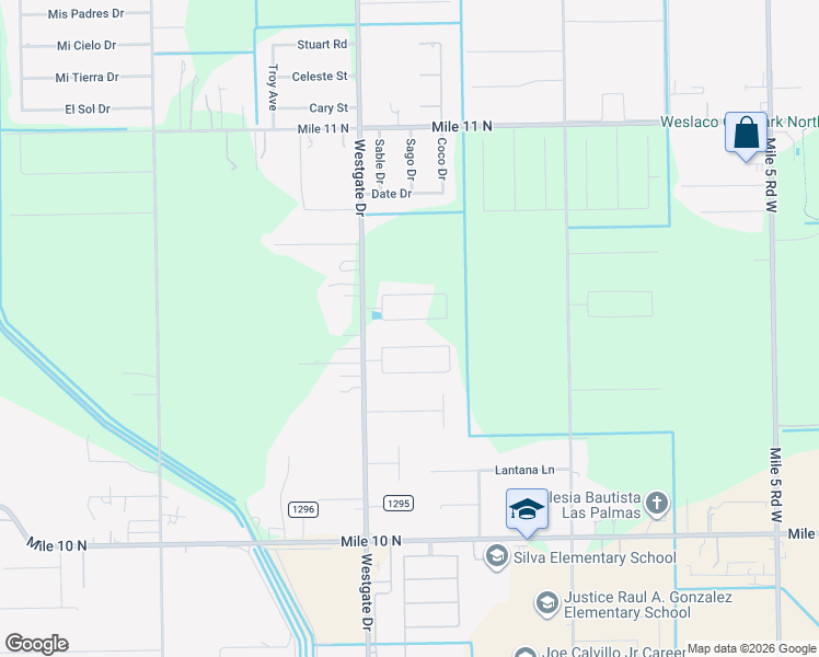 map of restaurants, bars, coffee shops, grocery stores, and more near 1318 Taylor Street in Weslaco