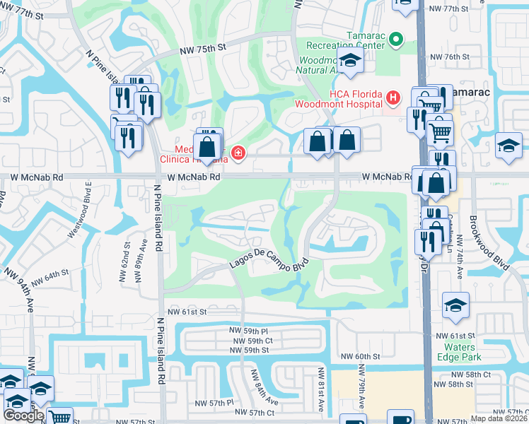 map of restaurants, bars, coffee shops, grocery stores, and more near in Tamarac