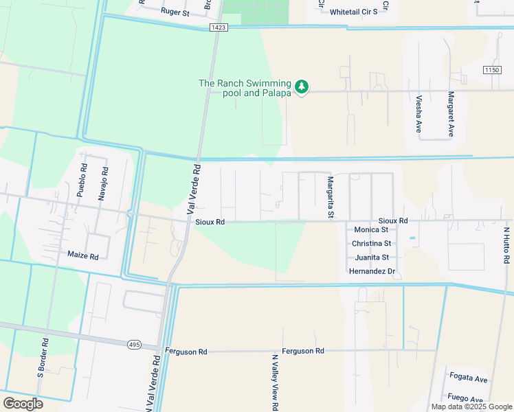 map of restaurants, bars, coffee shops, grocery stores, and more near 4915 Victor Drive in Donna