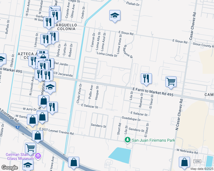 map of restaurants, bars, coffee shops, grocery stores, and more near 513 Texas 495 in San Juan