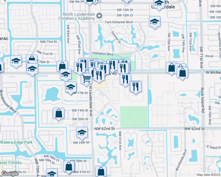 map of restaurants, bars, coffee shops, grocery stores, and more near 2309 Belmont Lane in North Lauderdale