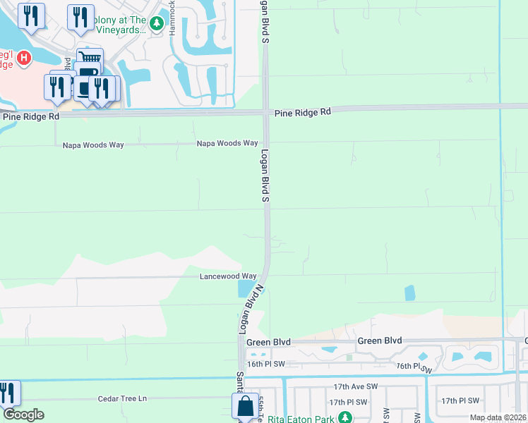 map of restaurants, bars, coffee shops, grocery stores, and more near 5521 Dogwood Way in Naples