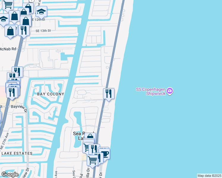 map of restaurants, bars, coffee shops, grocery stores, and more near in Lauderdale-by-the-Sea