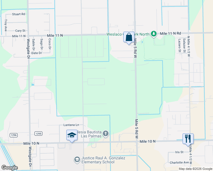 map of restaurants, bars, coffee shops, grocery stores, and more near 4822 North Mile 5 1/2 West in Weslaco