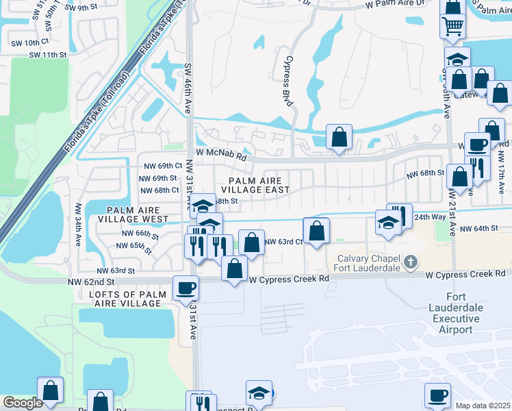 map of restaurants, bars, coffee shops, grocery stores, and more near 6730 Northwest 29th Avenue in Fort Lauderdale