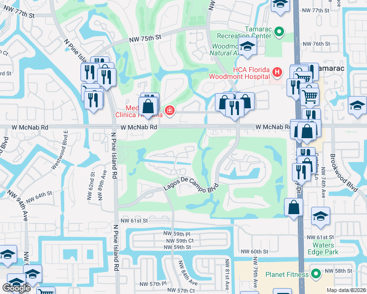 map of restaurants, bars, coffee shops, grocery stores, and more near in Tamarac