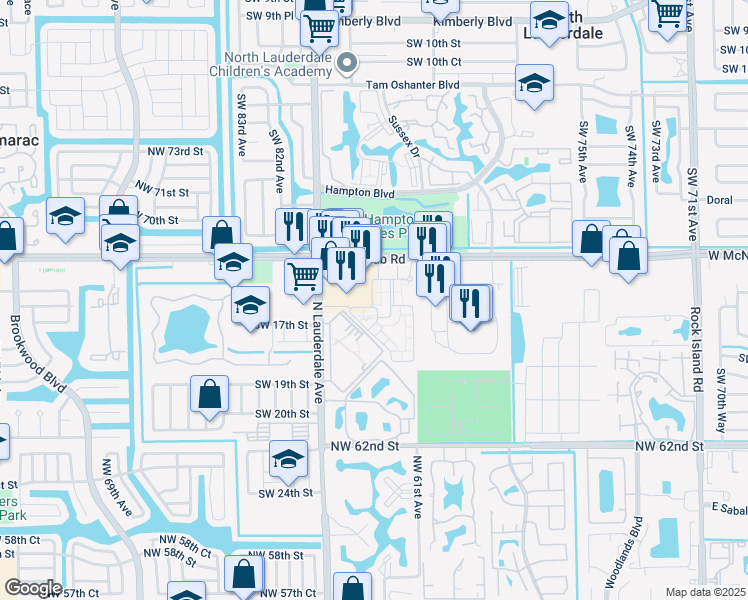 map of restaurants, bars, coffee shops, grocery stores, and more near 2309 Belmont Lane in North Lauderdale