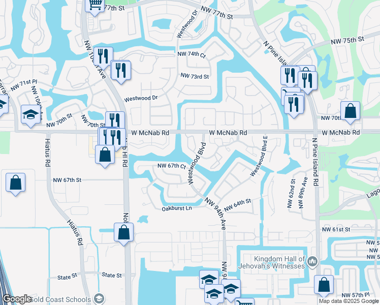 map of restaurants, bars, coffee shops, grocery stores, and more near 9473 West McNab Road in Tamarac