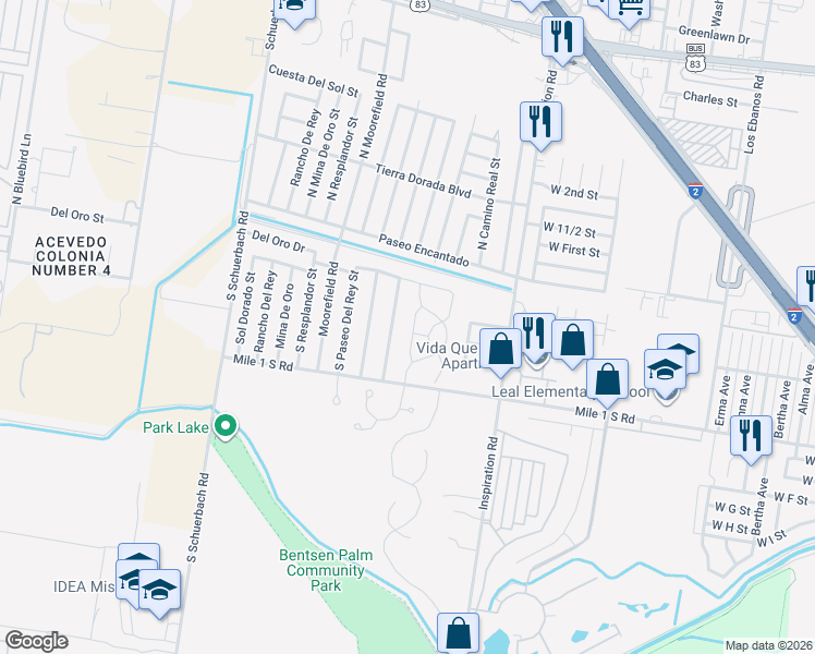 map of restaurants, bars, coffee shops, grocery stores, and more near 503 South Castillos Y Diamantes in Mission