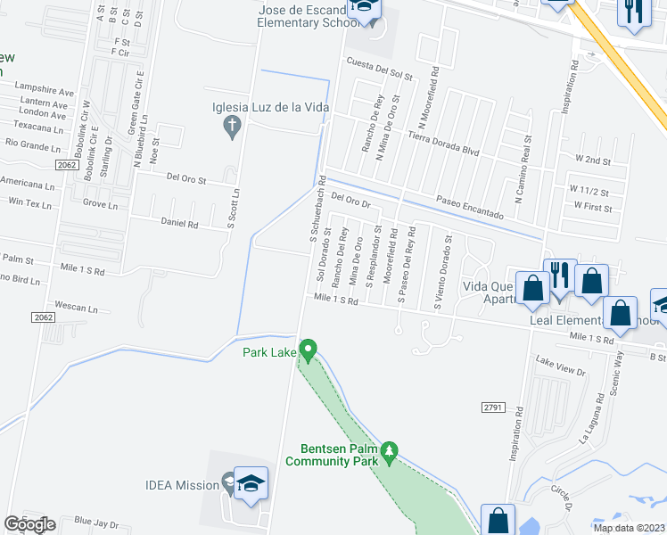 map of restaurants, bars, coffee shops, grocery stores, and more near 512 Rancho Del Rey in Mission