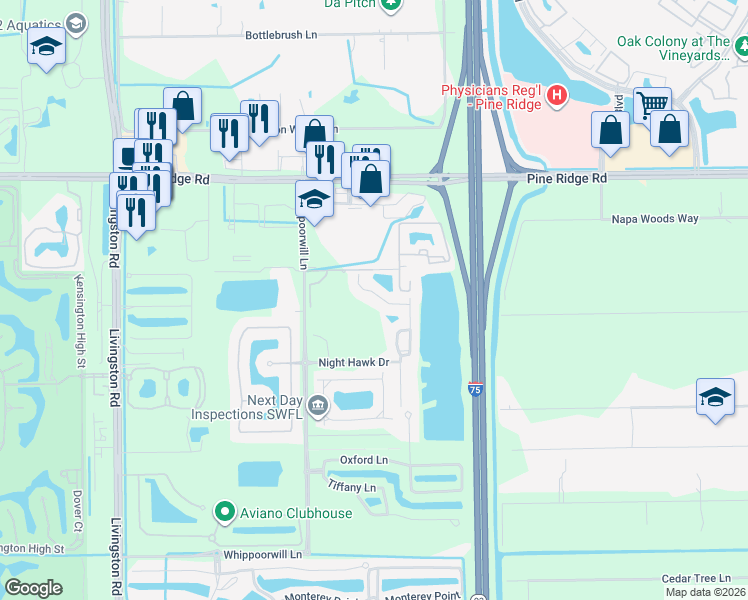 map of restaurants, bars, coffee shops, grocery stores, and more near 1326 Corso Palermo Court in Naples