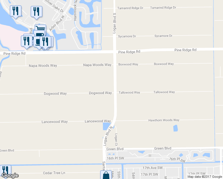 map of restaurants, bars, coffee shops, grocery stores, and more near 5521 Dogwood Way in Naples
