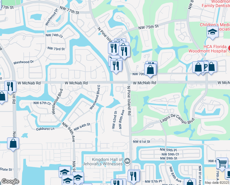 map of restaurants, bars, coffee shops, grocery stores, and more near 9070 Lime Bay Boulevard in Tamarac