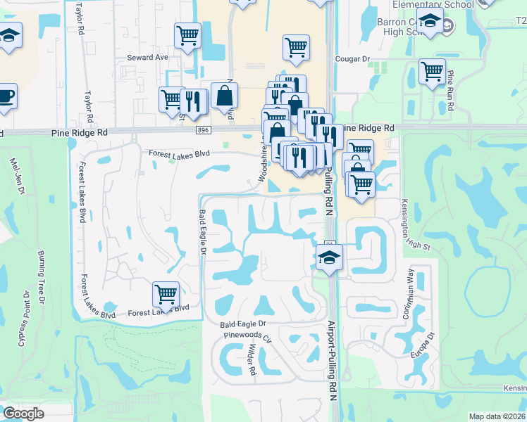 map of restaurants, bars, coffee shops, grocery stores, and more near 1573 Oyster Catcher Point in Naples
