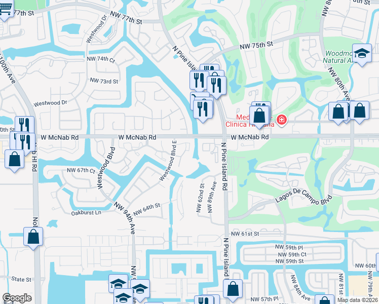 map of restaurants, bars, coffee shops, grocery stores, and more near 9070 Lime Bay Boulevard in Tamarac