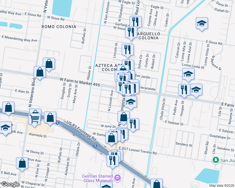 map of restaurants, bars, coffee shops, grocery stores, and more near 115 West San Diego Street in San Juan