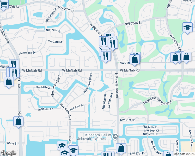 map of restaurants, bars, coffee shops, grocery stores, and more near 9070 Lime Bay Boulevard in Tamarac