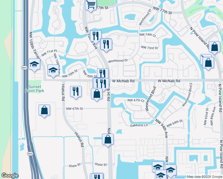map of restaurants, bars, coffee shops, grocery stores, and more near in Tamarac